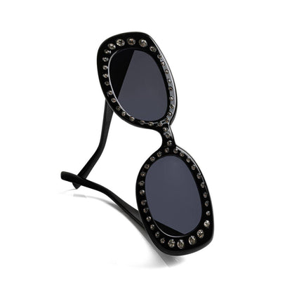 Black Oval Bling Sunglasses