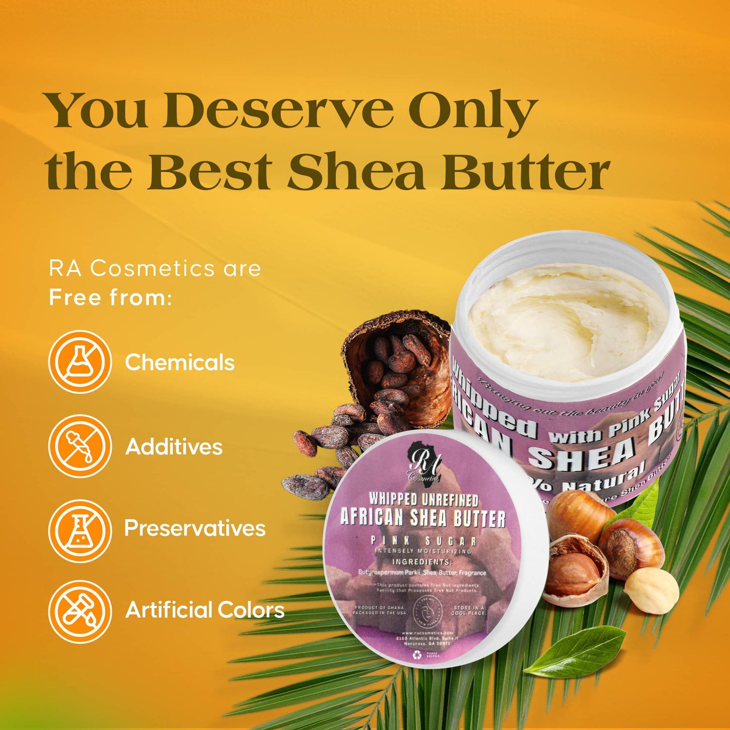 Whipped African Ivory Shea Butter, Pink Sugar - 12oz