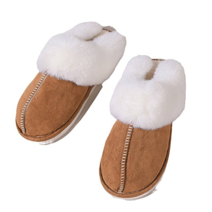 Fuzzy Slippers Stripe Design Soft TPR Sole Casual Home Footwear: Brown / 38-39