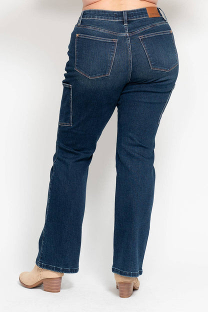 High Waisted Cargo Bootcut- PLUS: DK / 20W