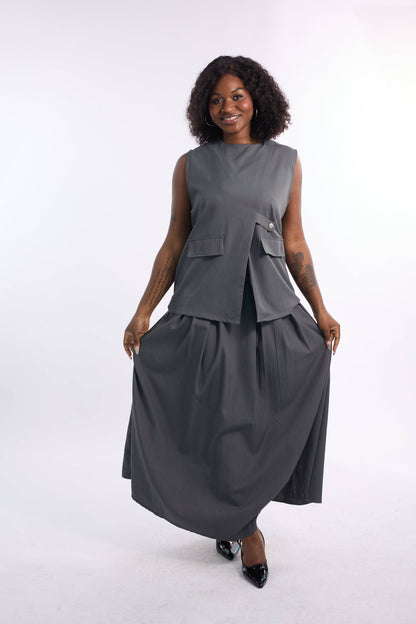 26007 - Women's Top & Skirt  2-Pcs Set - $25 Each (3-Pcs Pre Pack): Black / (M-L-1X) 3-Pcs
