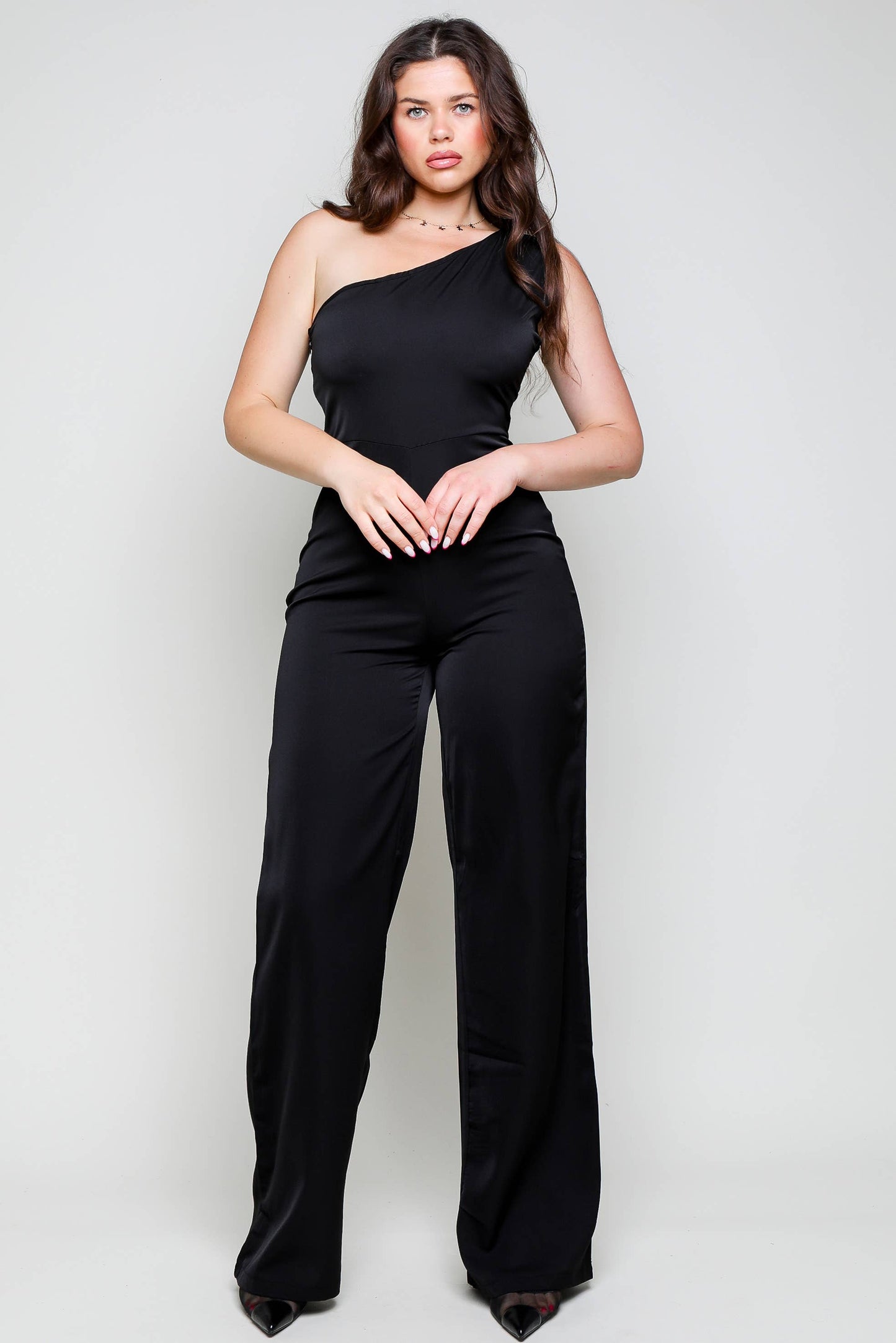 Studded decor pu leather button down shirt: BLACK / 1-1-1-1 / S-M-L-XL