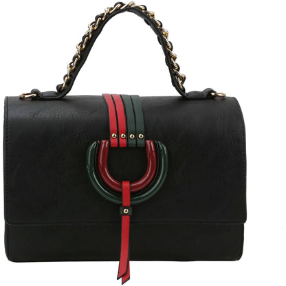 Top Handle handBag 2pcs set wallet: BLACK