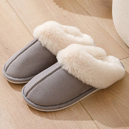 Fuzzy Slippers Stripe Design Soft TPR Sole Casual Home Footwear: Brown / 38-39