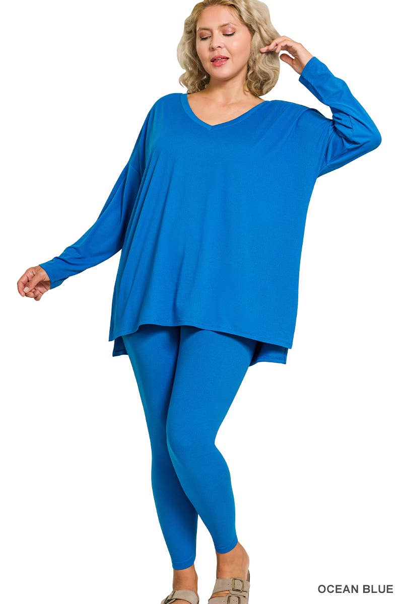 Plus Microfiber Loungewear Set - Zenana: +BRIGHT BLUE-148057 / 2X