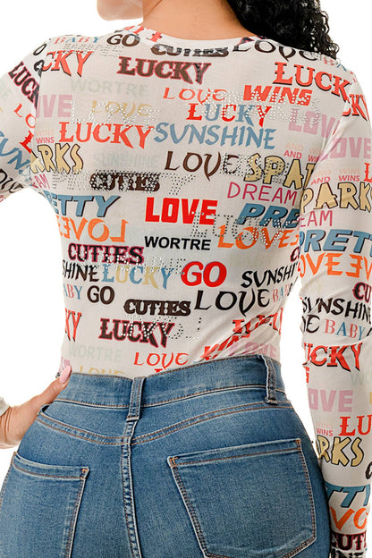 (ST4437) Love Letters Bodysuit (2 colors): White / M