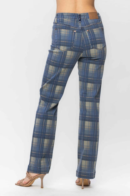 HW Vintage Look Plaid Straight: BL/PLAID / 13(31)