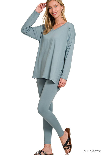 1223 Brushed Dty Microfiber Loungewear Set SI-23693 Zenana: DKGREEN-155553 / L