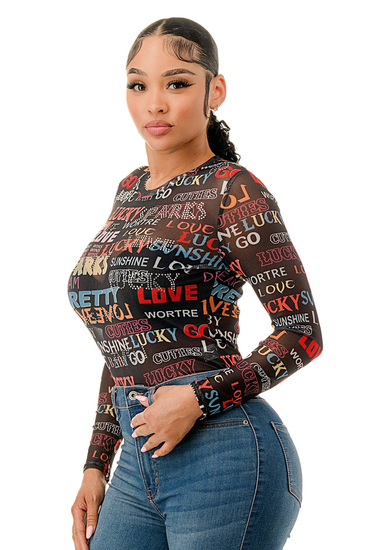 (ST4437) Love Letters Bodysuit (2 colors): Black / M