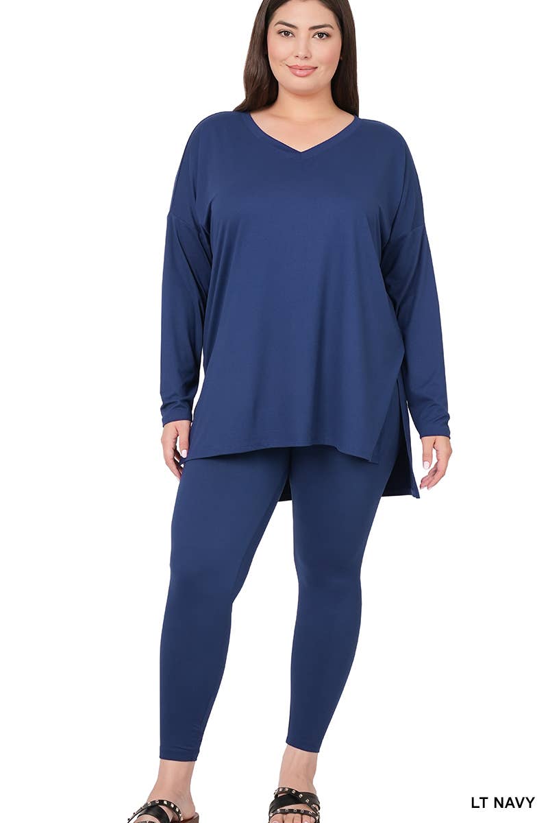 Plus Microfiber Loungewear Set - Zenana: +CABERNET-169467 / 3X