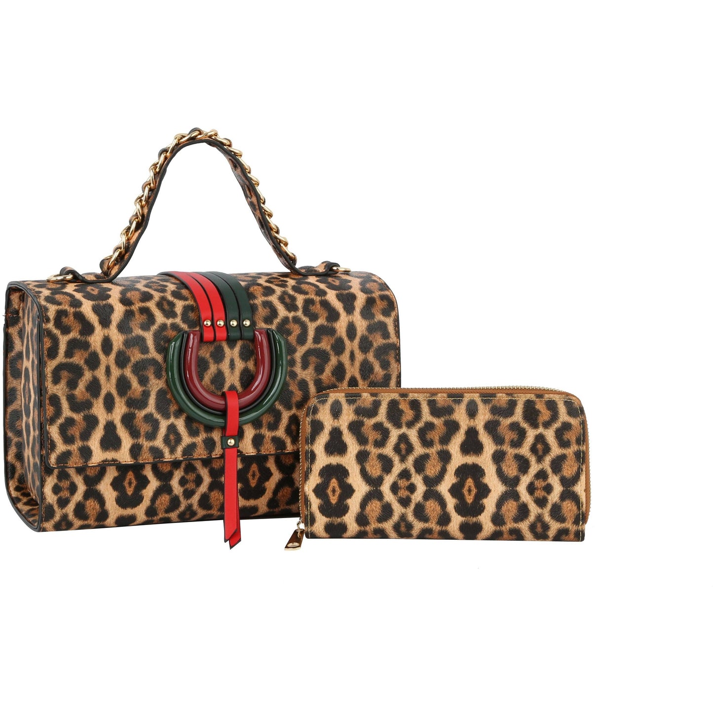 Top Handle handBag 2pcs set wallet: BROWN