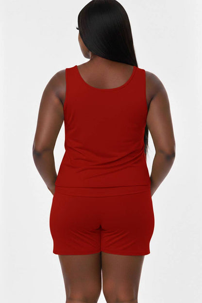 Plus Comfy Tank Top & Shorts Set: Tomato Cream / 3X