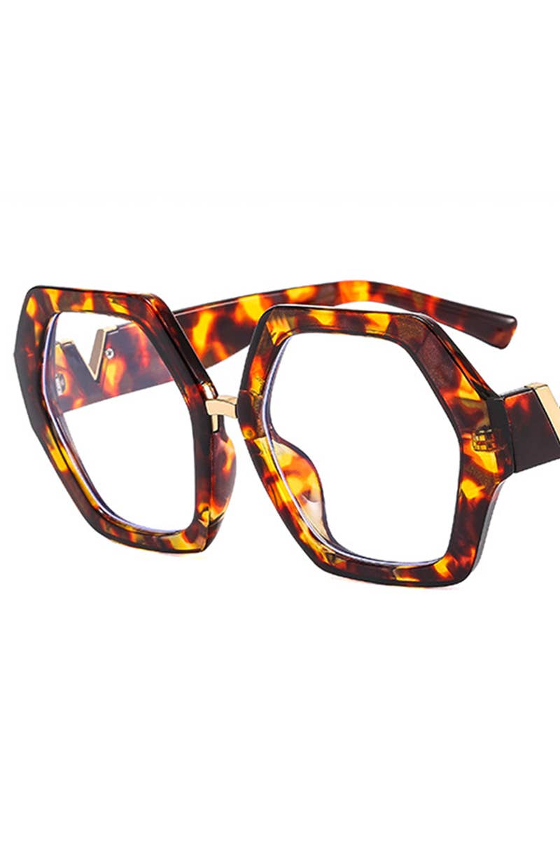 WOMEN GEOMETRIC FRAME EYEGLASSES_CWASG0135: RED / (OS) 1