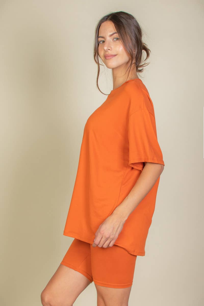 Loose Fit Top & Bike Shorts Set: Daylily Yellow / L