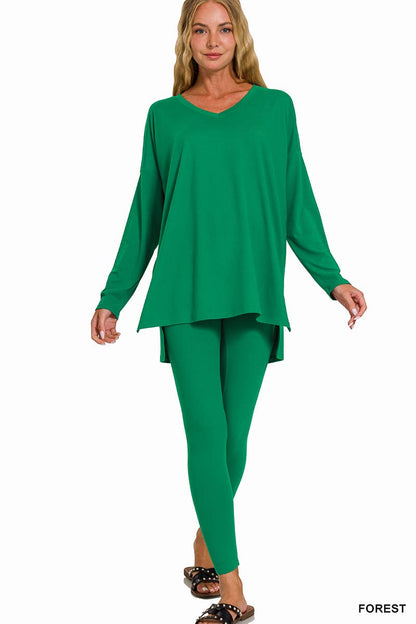 1223 Brushed Dty Microfiber Loungewear Set SI-23693 Zenana: ASHMOCHA-156632 / L