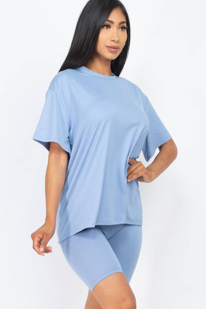 Loose Fit Top & Bike Shorts Set: Daylily Yellow / L