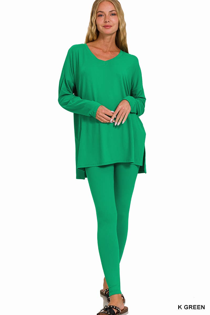 1223 Brushed Dty Microfiber Loungewear Set SI-23693 Zenana: ASHMOCHA-156632 / L