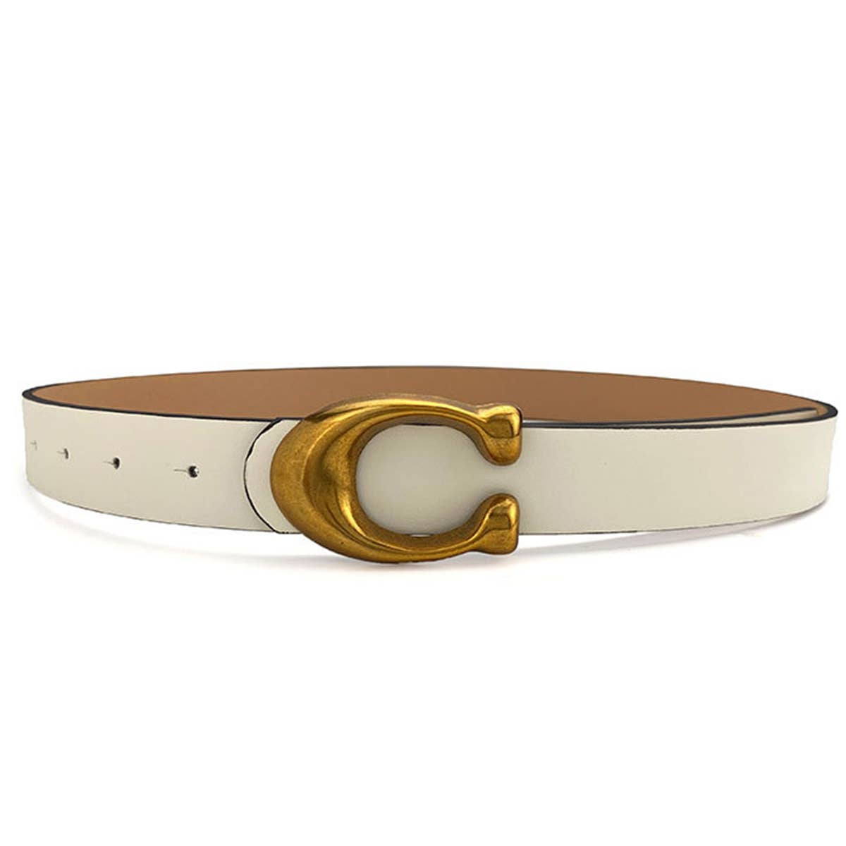WOMEN FASHION RETRO U-BUCKLE BELT_CWABE0136: Black / (OS) 1
