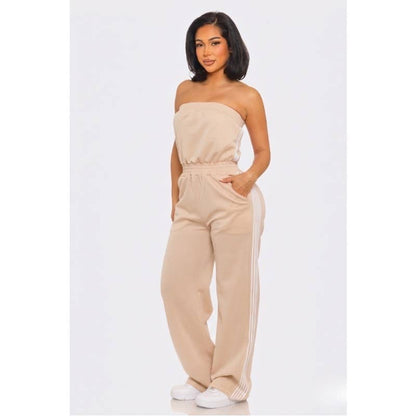 Side Stripe Jumpsuit: GREEN / S-M-L(2-2-2)