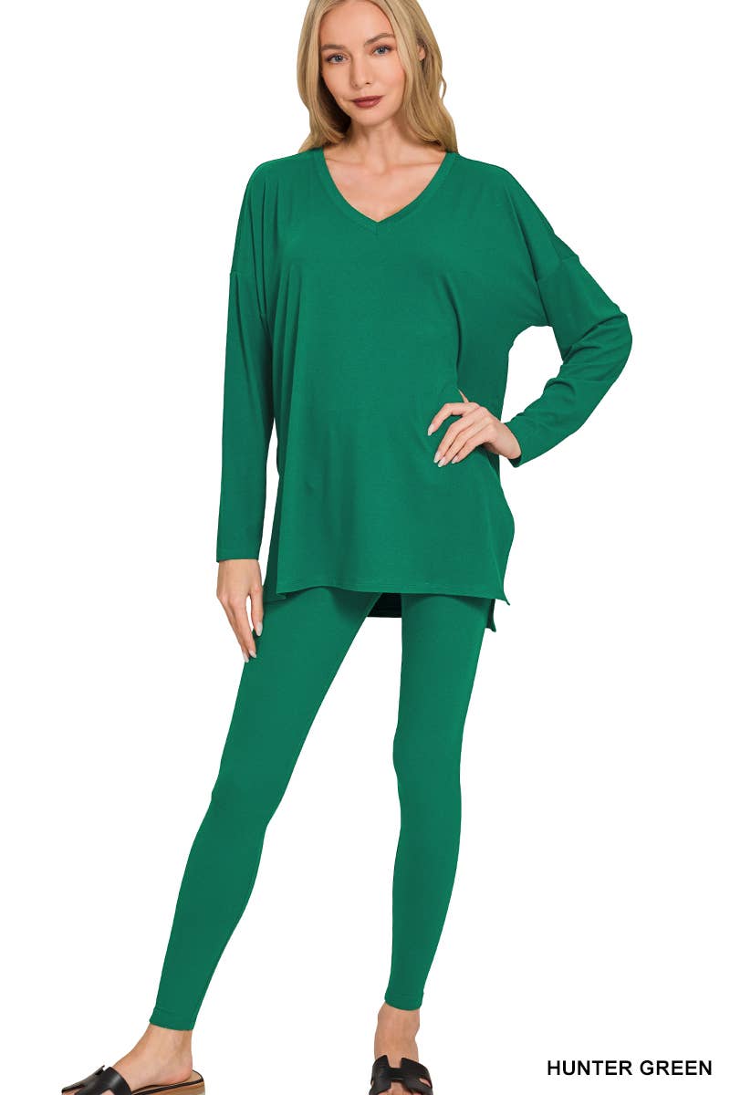1223 Brushed Dty Microfiber Loungewear Set SI-23693 Zenana: ASHMOCHA-156632 / M