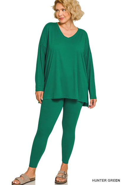 Plus Microfiber Loungewear Set - Zenana: +CABERNET-169467 / 1X