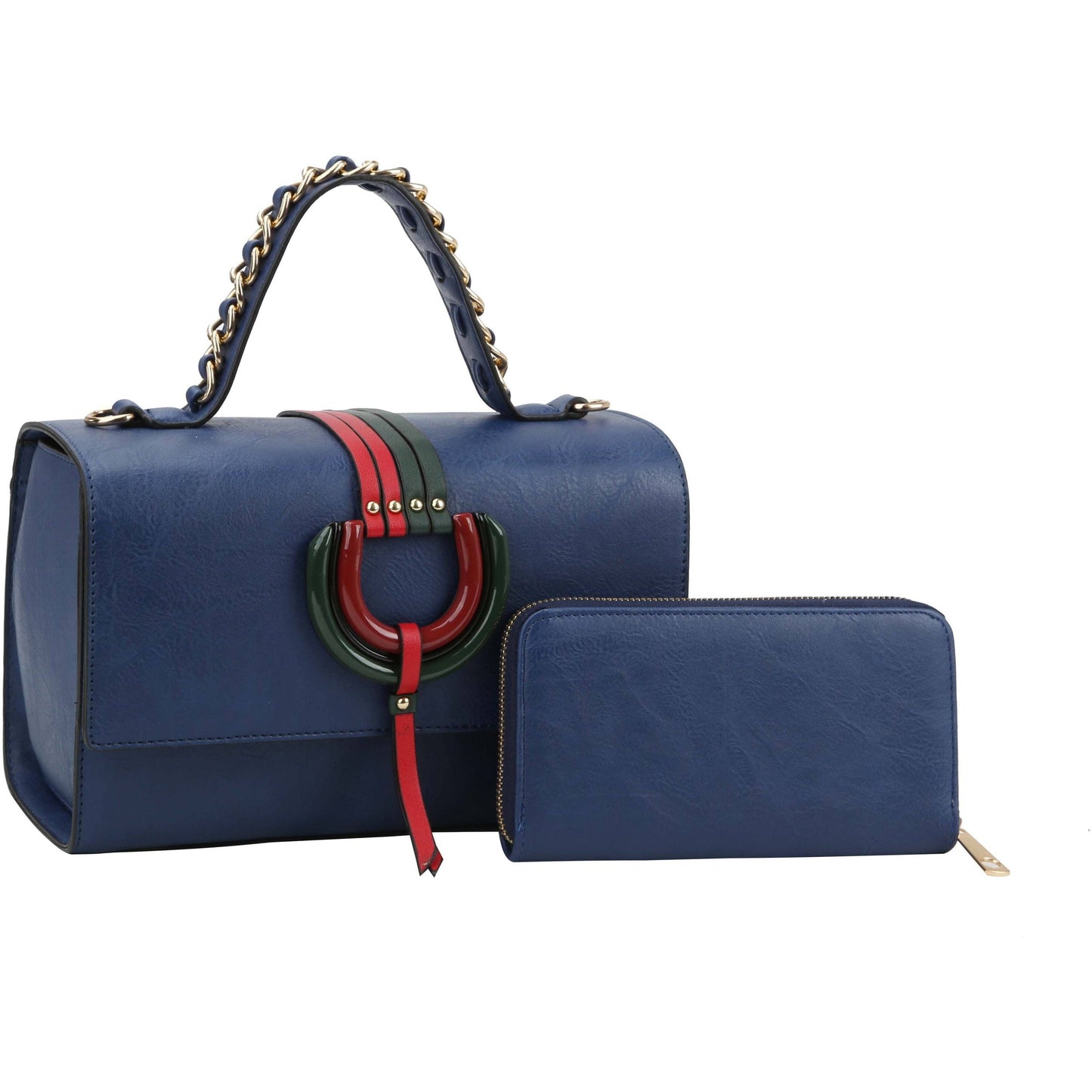 Top Handle handBag 2pcs set wallet: BLACK