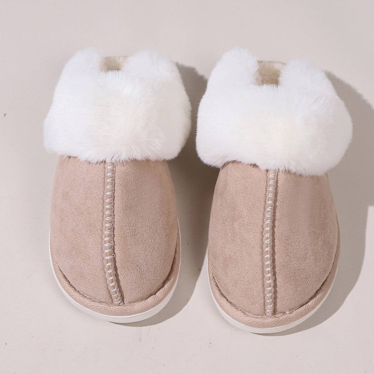 Fuzzy Slippers Stripe Design Soft TPR Sole Casual Home Footwear: Brown / 38-39