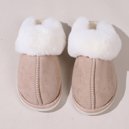 Fuzzy Slippers Stripe Design Soft TPR Sole Casual Home Footwear: Brown / 38-39