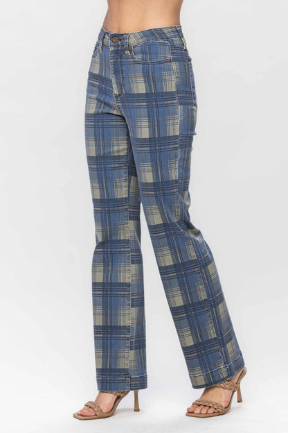 HW Vintage Look Plaid Straight: BL/PLAID / 11(30)