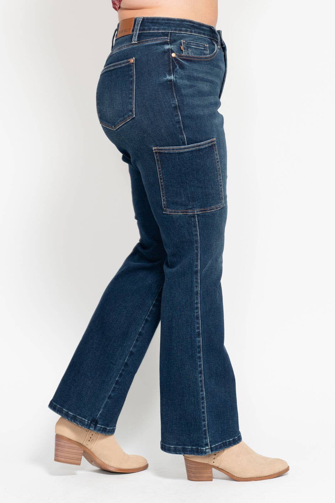 High Waisted Cargo Bootcut- PLUS: DK / 24W
