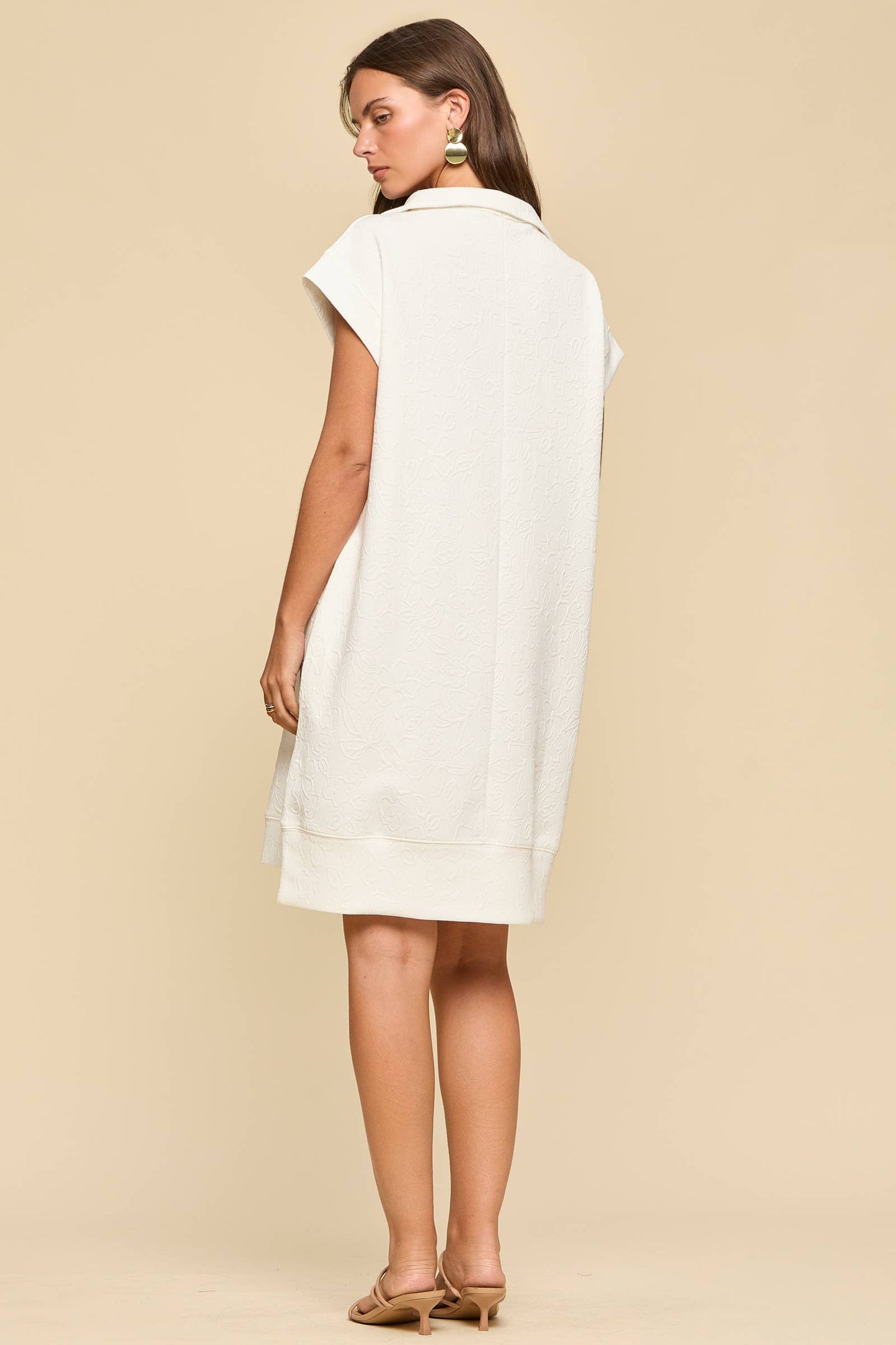 Half-Zip Jacquard Dress w/ Pockets: EMERALD POP / S