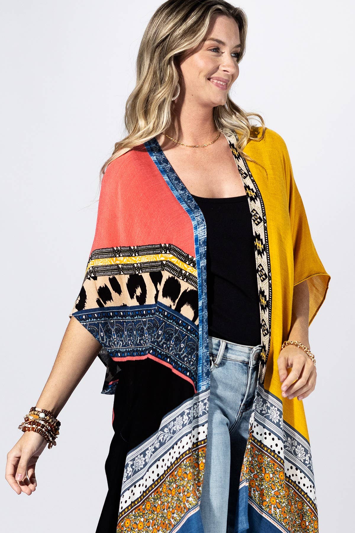 Sienna Patchwork Kimono: YELLOW MULTI / 2 / One Size