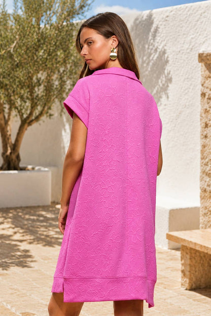 Half-Zip Jacquard Dress w/ Pockets: POWER RED / S