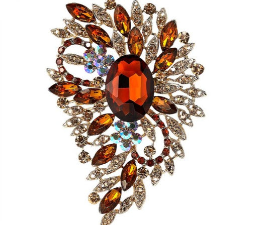Encrusted Blood Orange Spread Brooch