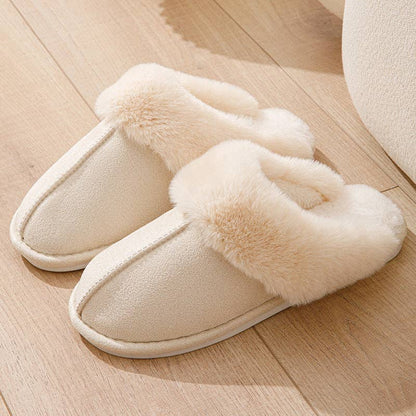 Fuzzy Slippers Stripe Design Soft TPR Sole Casual Home Footwear: Brown / 38-39