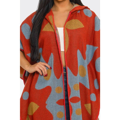 Hooded Open Cardigan Poncho: MULTI / ONE SIZE(6)