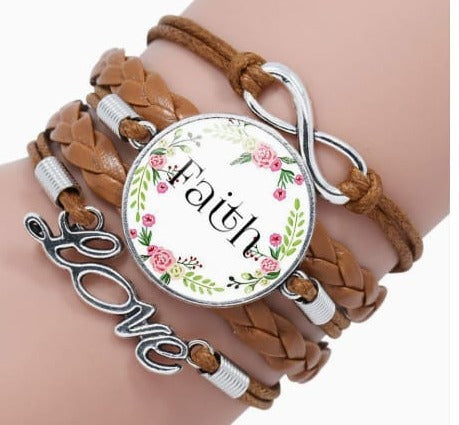 Faith Love Infinity Leather Bracelet