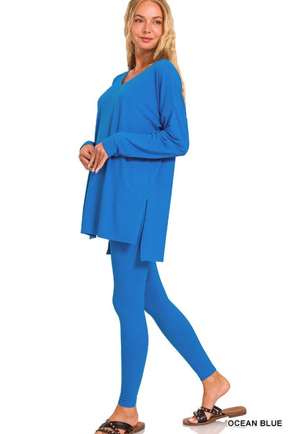 1223 Brushed Dty Microfiber Loungewear Set SI-23693 Zenana: NEONHOTPINK-158800 / XL