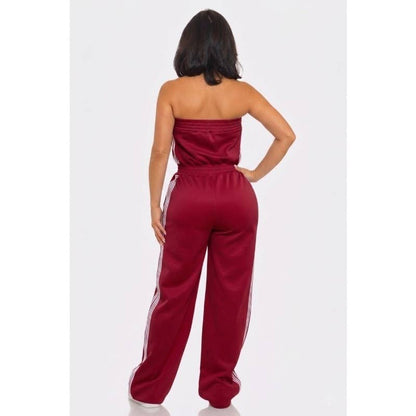 Side Stripe Jumpsuit: GREEN / S-M-L(2-2-2)