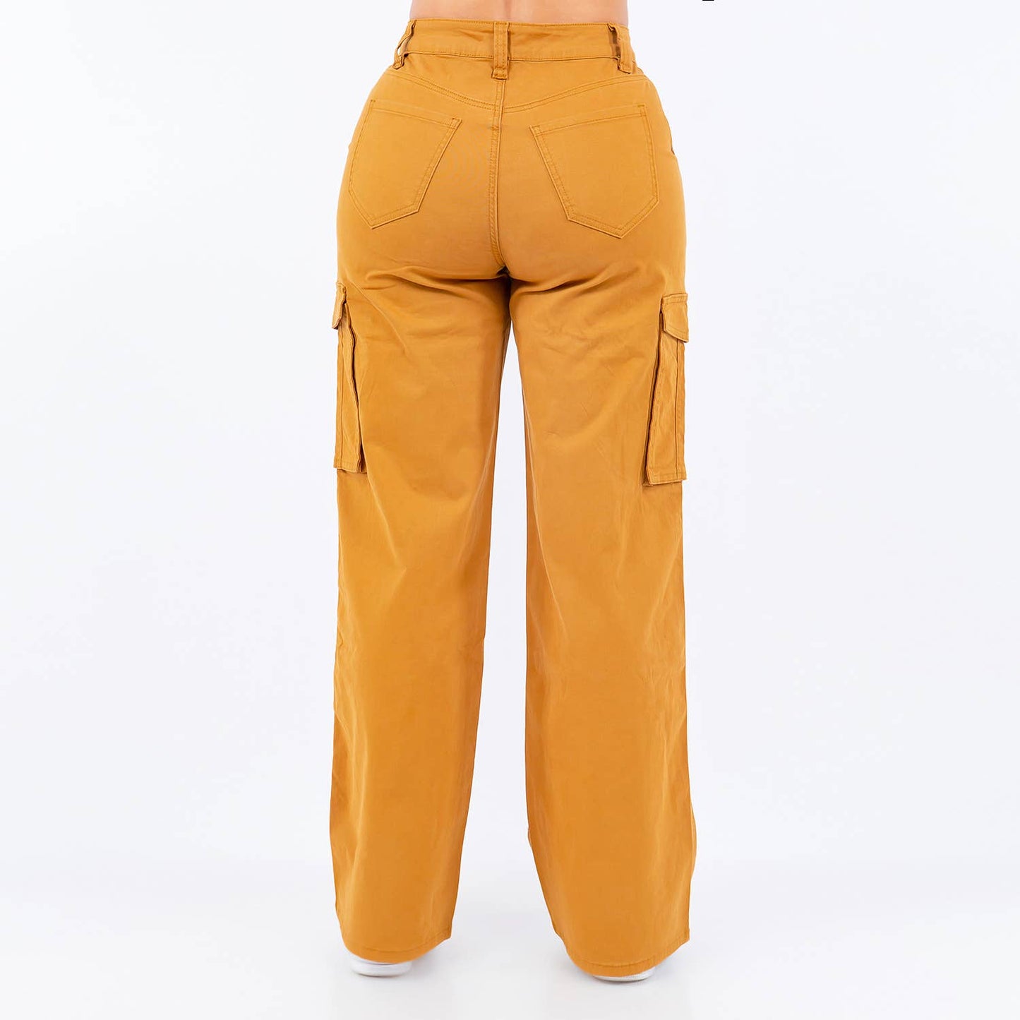 PLUS SIZE HIGH WAIST WIDE STRAIGHT PANTS-RJH5669P: OLIVE / 3X