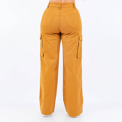 PLUS SIZE HIGH WAIST WIDE STRAIGHT PANTS-RJH5669P: IVORY / 3X