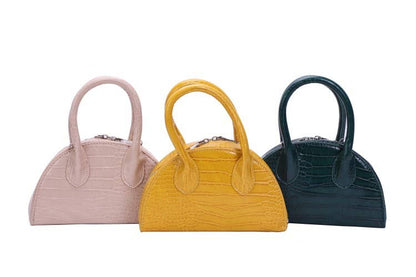 Ladies Faux Leather Top Handle Fashion Clutch Bag: Yellow