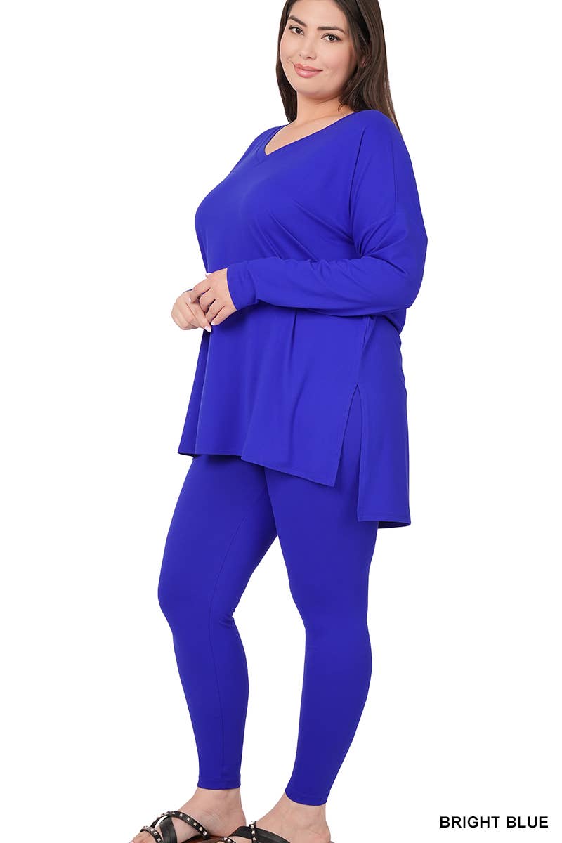 Plus Microfiber Loungewear Set - Zenana: +BRIGHT BLUE-148057 / 1X
