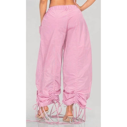 Ruched Drawstring Wide Leg Pants: TAUPE / S-M-L-XL(2-2-2-2)