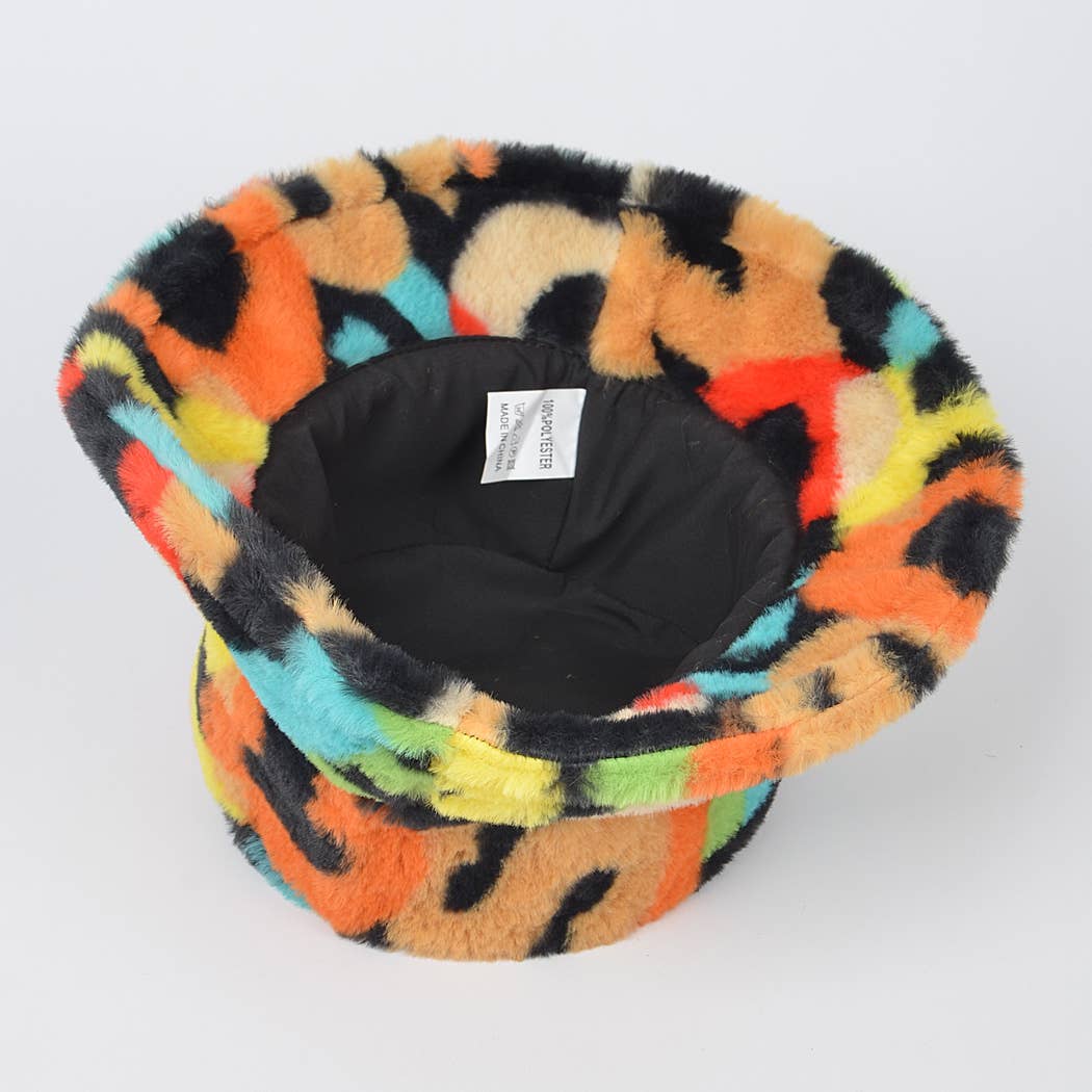 Multi Color Fur Bucket Hat: Multicolor