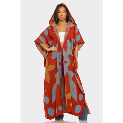Hooded Open Cardigan Poncho: MULTI / ONE SIZE(6)