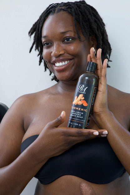 100% Liquid African Black Soap, Turmeric - 8oz