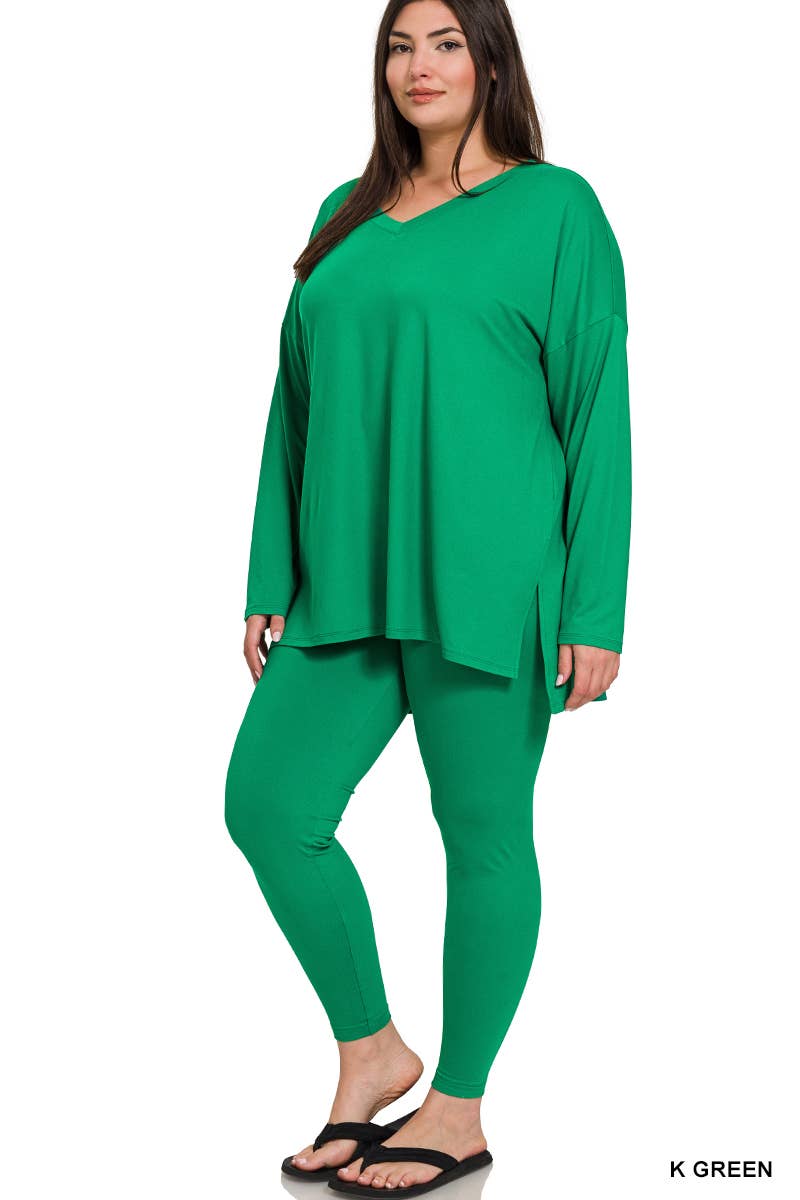 Plus Microfiber Loungewear Set - Zenana: +BROWN-170584 / 1X
