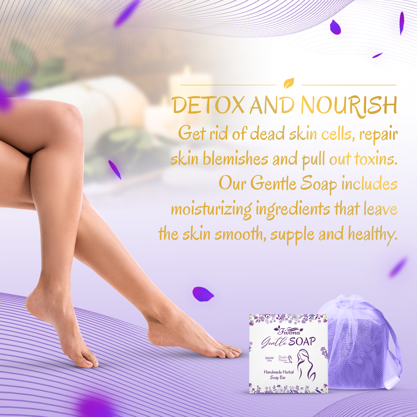 HERBAL FEMININE YONI SOAP WITH FOAM BAG PURPLE FLOWER 5.3OZ