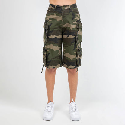 PLUS SIZE CAMOUFLAGE MULTI POCKETS CARGO JORTS